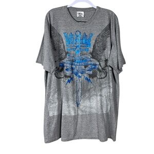 Vintage Y2K Akcess Mens Graphic T Shirt Size 3XL Streetwear Grunge Grey
